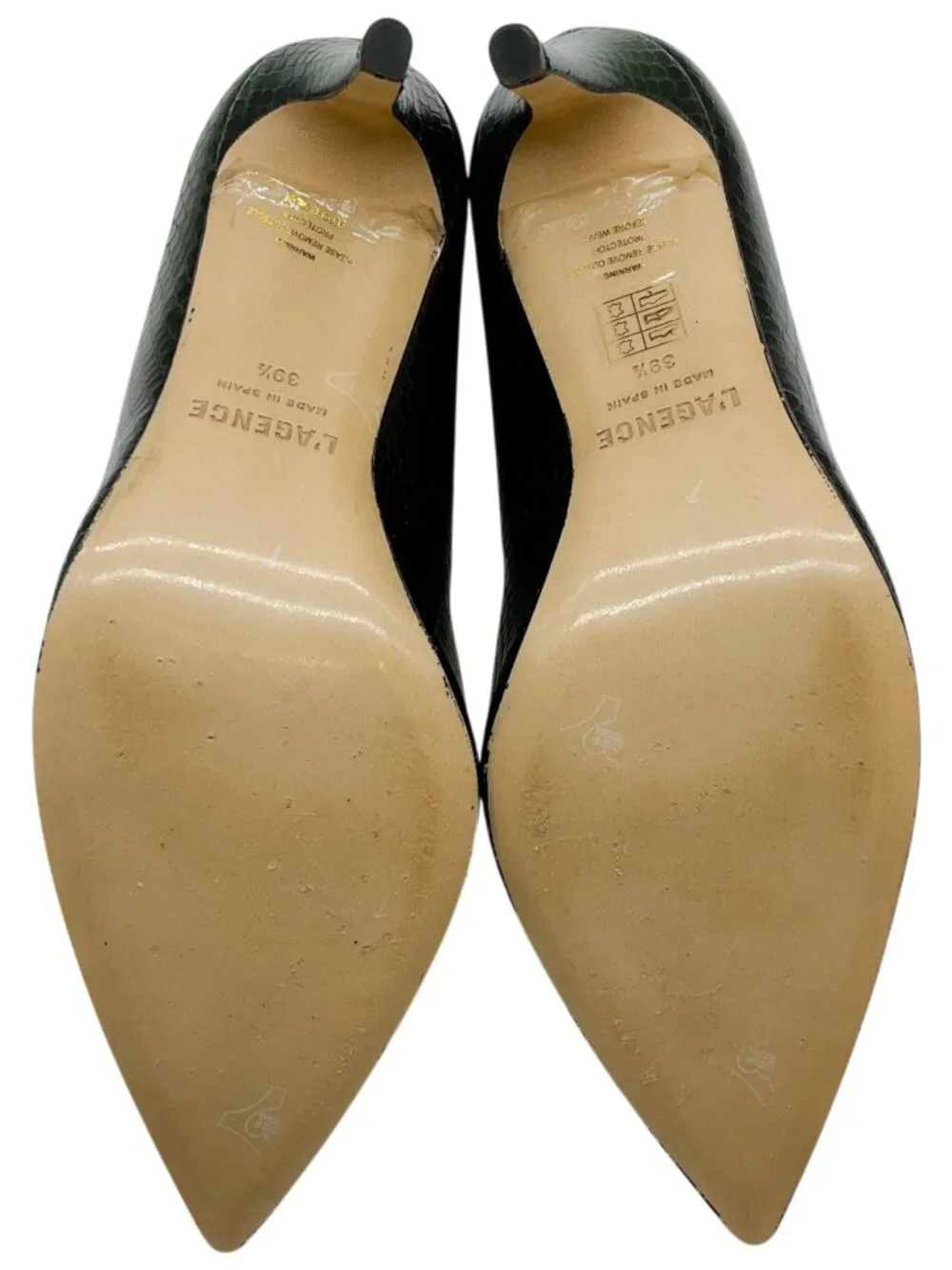 L'Agence Winter Moss Leather Snake Embossed Eloise Pumps